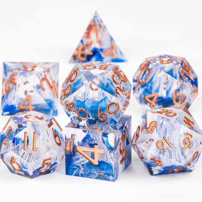 DnD Handmade Resin Dice, Polyhedral Dice Set for Dungeons and Dragons, d and d dice, Sharp Edged Resin D&D Dice, D20 Dice
