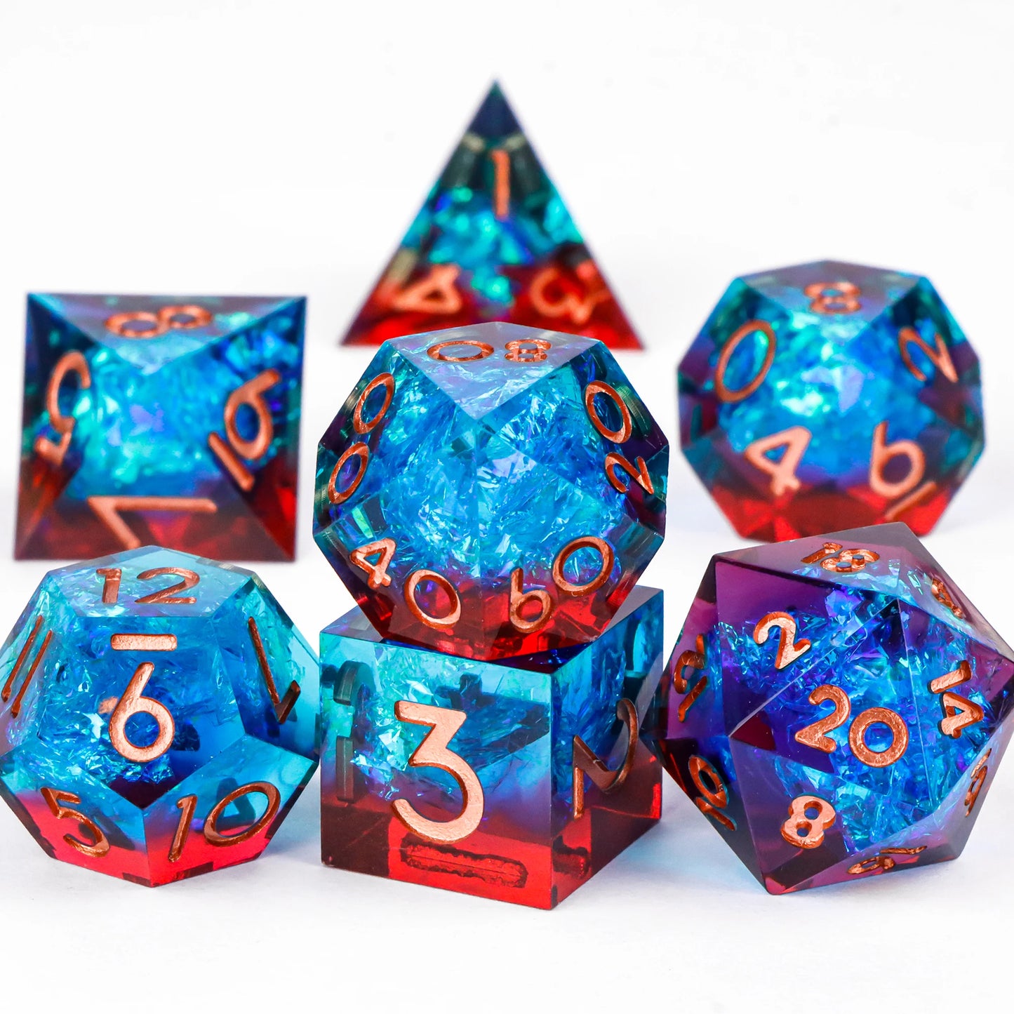 DnD Handmade Resin Dice, Polyhedral Dice Set for Dungeons and Dragons, d and d dice, Sharp Edged Resin D&D Dice, D20 Dice