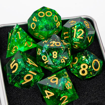 Handmade Resin Sharp Edge D&D Dice for Dungeons and Dragon Tabletop Games, Black Dice Polyhedral D&D Dice